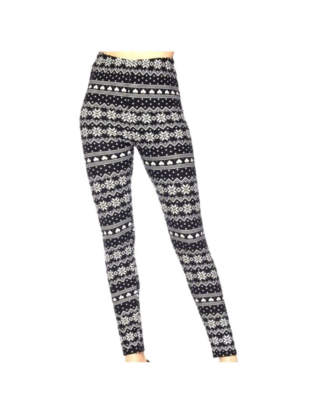 LEGGINGS DEPOT KID'S Winter Snowflake Fair Isle Knit Print  Leggings SIZE SMALL